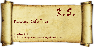 Kapus Sára névjegykártya